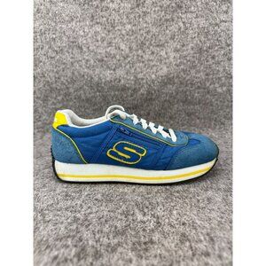 ✅Mens 6 Skechers Active Retro Sneakers Blue/Yellow Athletic Walking Running Shoe